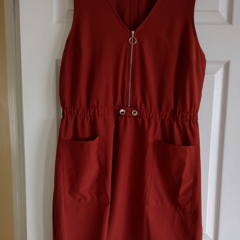 3/$30 EMMA & MICHELE Rust Brick Orange sleeveless Summer DRESS